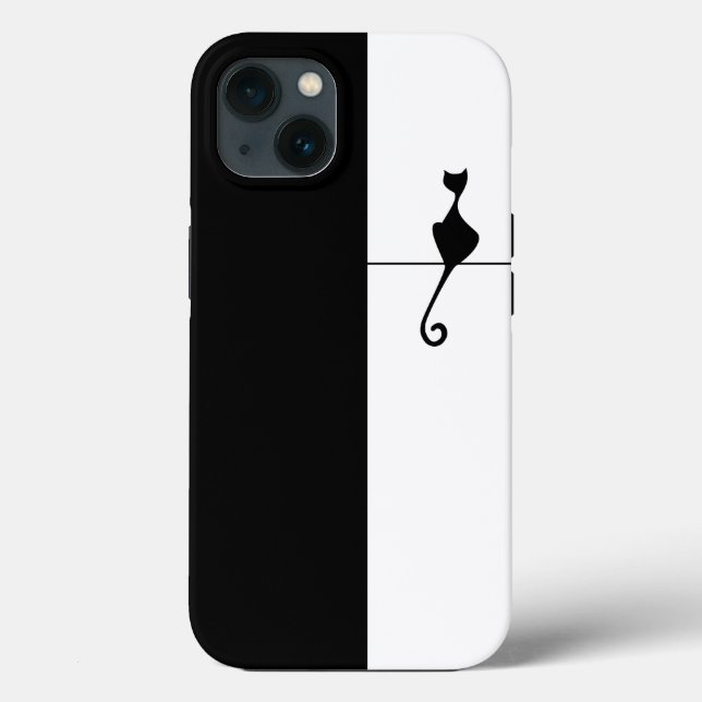 Elegant Black Cat Illustration Case-Mate iPhone Hülle (Rückseite)