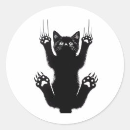 Elegant Black Cat Illustration Runder Aufkleber