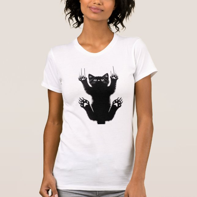 Elegant Black Cat Illustration T-Shirt (Vorderseite)