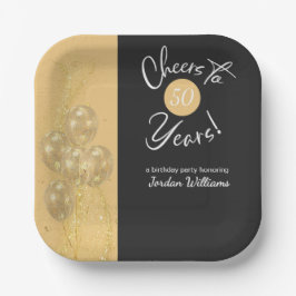 Elegant Black Cheers to 50 Years Birthday Party Pappteller