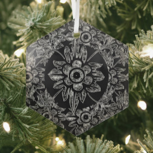 Elegant Black Crystal Christmas Hexagon Ornament Aus Glas