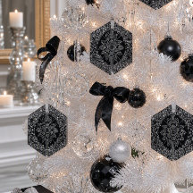 Elegant Black Crystal Christmas Hexagon