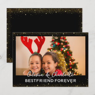 Elegant Black Custom Foto Bestfriend Forever Feiertagskarte