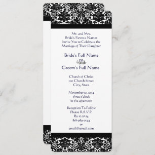 Elegant Black Damask Einladung
