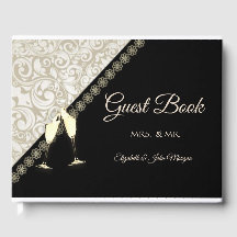 Elegant Black,Damask Gästebuch