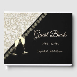 Elegant Black,Damask Gästebuch