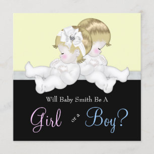 Elegant Black Damask Gender Reveal Einladung