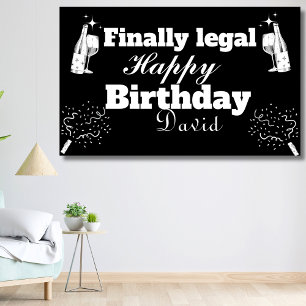 Elegant Black Final Legal 21. Geburtstagsbanner Banner