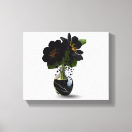 Elegant Black Floral Bouquet in Marble Vase. Leinwanddruck