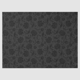 Elegant Black Floral Damasks 2 Over Dark Gray Seidenpapier