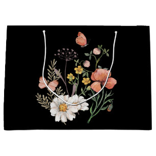 Elegant Black Floral Große Geschenktüte