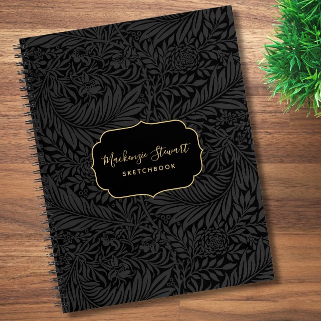 Elegant Black Floral Pattern Sketchbook Notizbuch (Von Creator hochgeladen)