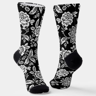Elegant Black Floral Socken