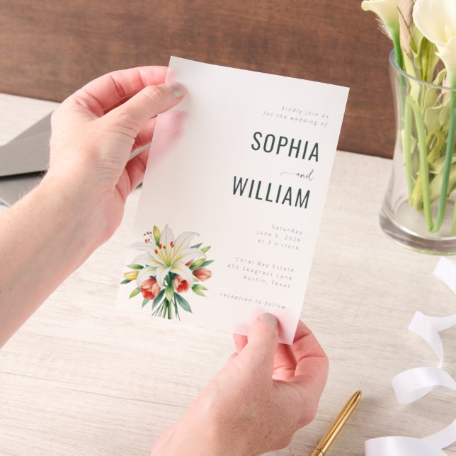 Elegant Black Floral Wedding Invitation (Handgehalten)