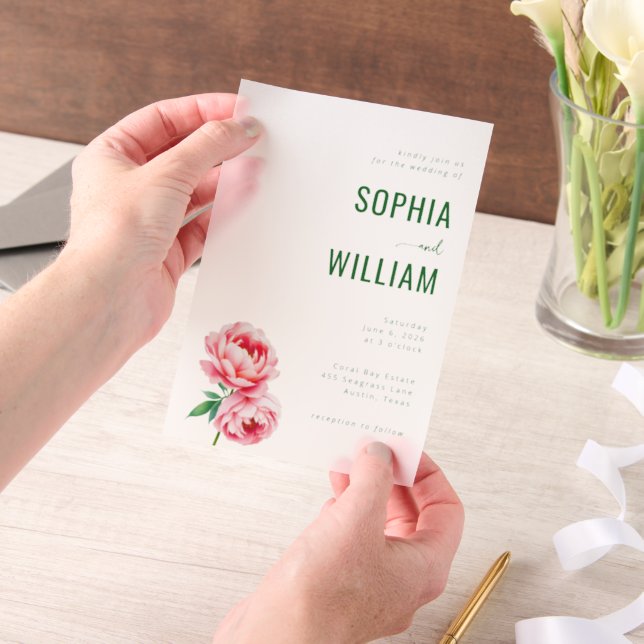 Elegant Black Floral Wedding Invitation (Handgehalten)