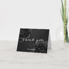 Elegant Black Floral Wedding Vielen Dank Dankeskarte