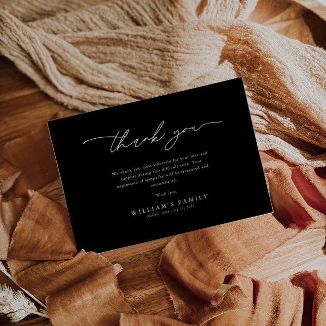 Elegant Black Funeral Dankeskarte (Von Creator hochgeladen)