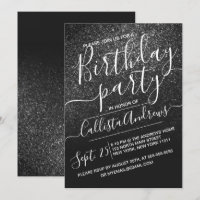 Elegant Black Funkelnd Glitzer Ombre Birthday
