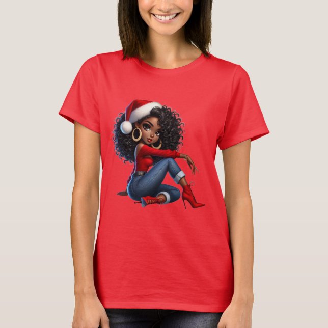 Elegant Black Girl Christmas Tee — MaMuse Holiday  (Vorderseite)
