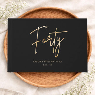 Elegant Black & Gold 40th Birthday Party Gästebuch