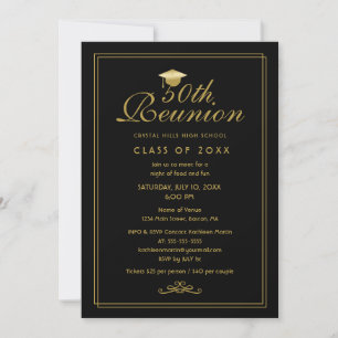 Elegant Black Gold 50. Class Wiedersehen Einladung