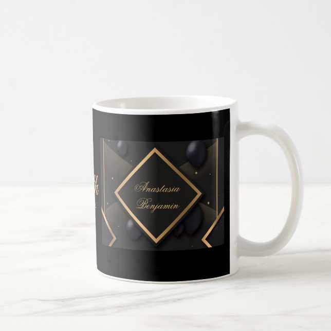 Elegant Black Gold 50. Geburtstag Stylish Custom Kaffeetasse (Rechts)