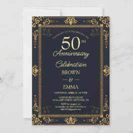 Elegant Black Gold 50th Anniversary Celebration In Einladung