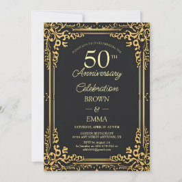Elegant Black Gold 50th Anniversary Celebration In Einladung