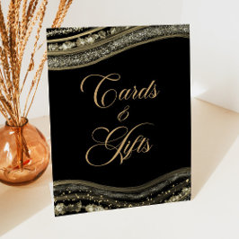Elegant Black Gold Agate Cards & Gifts Sockelschild
