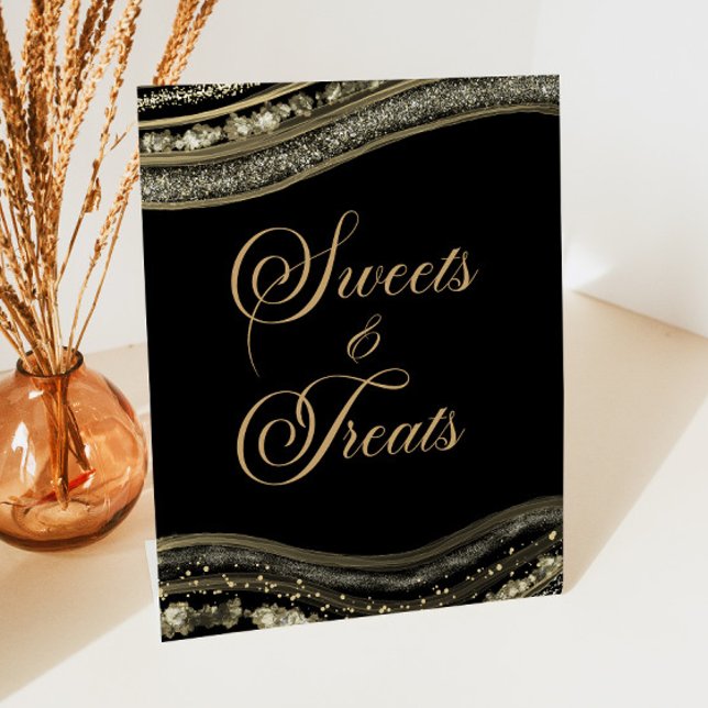Elegant Black Gold Agate Sweets and Treats Sockelschild (Von Creator hochgeladen)