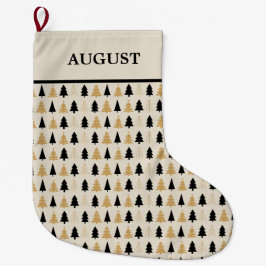 Elegant Black & Gold Christmas Tree Großer Weihnachtsstrumpf