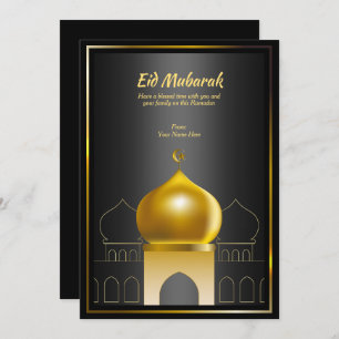Elegant Black Gold Dome Ramadan Grußkarte Einladung