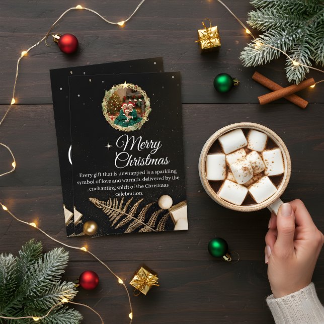 Elegant Black & Gold Family Christmas Card 2026   Save The Date (Von Creator hochgeladen)