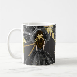 Elegant Black Gold Floral Princess Quinceanera Kaffeetasse