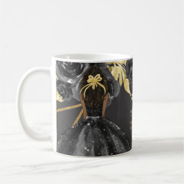 Elegant Black Gold Floral Princess Quinceanera Kaffeetasse