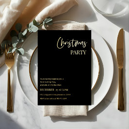 Elegant Black & Gold Foil Christmas Party Folieneinladung