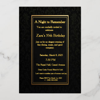 Elegant Black Gold Formal Foil Invitation Folieneinladung
