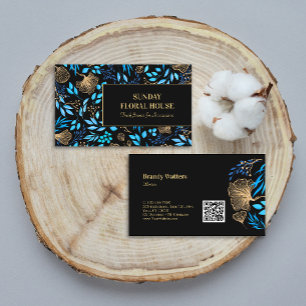 Elegant Black Gold Ginkgo Floral Feminine Visitenkarte