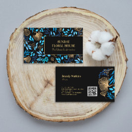 Elegant Black Gold Ginkgo Floral Feminine Visitenkarte