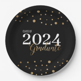 Elegant Black Gold Grad Class 2024 Graduate Pappteller