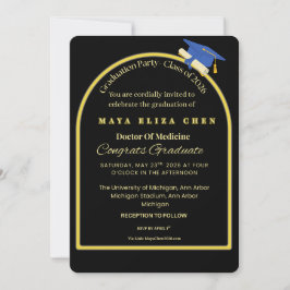 Elegant Black & Gold Graduate Celebration Invite | Einladung