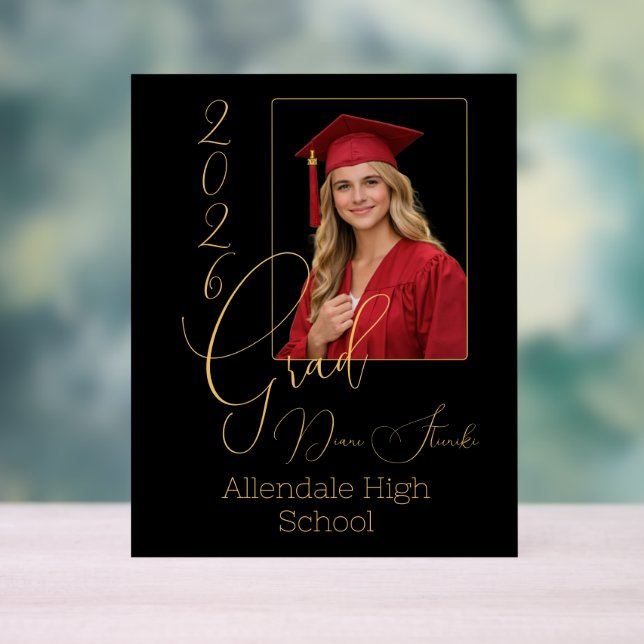 Elegant Black & Gold Graduation Acrylschild (Neutral)