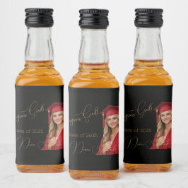 Elegant Black & Gold Graduation Alkoholflaschenetikett