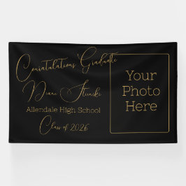 Elegant Black & Gold Graduation Banner