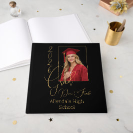 Elegant Black & Gold Graduation Gästebuch