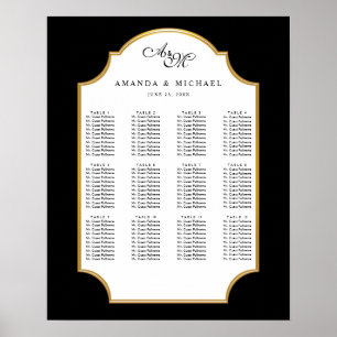 Elegant Black   Gold-Hochzeitstabelle Poster