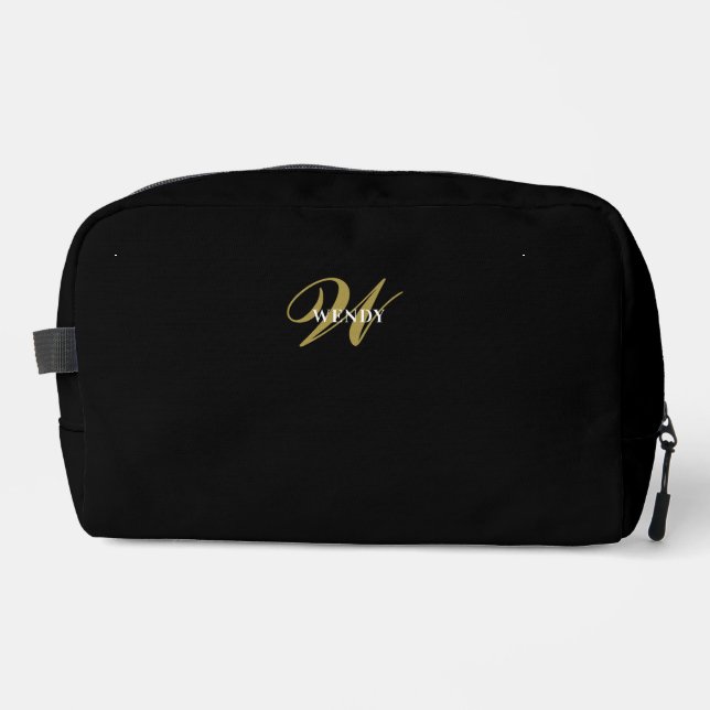 Elegant Black Gold l Elegant Luxury Monogram Waschbeutel (Vorderseite)