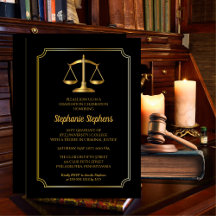 Elegant Black | Gold Law Attorney Graduation Party