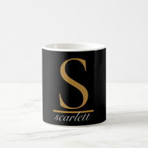 Elegant Black Gold Monogram Girly Script Stilvoll