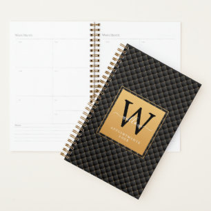 Elegant Black Gold Monogram Initial Trendy 2023 Planer